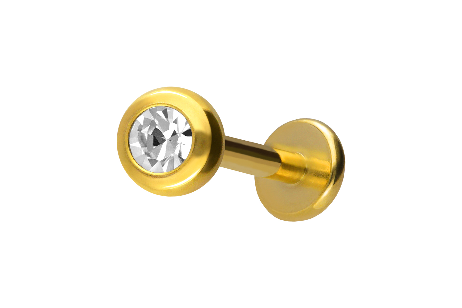 Titan Labret Piercing mit Innengewinde KRISTALL